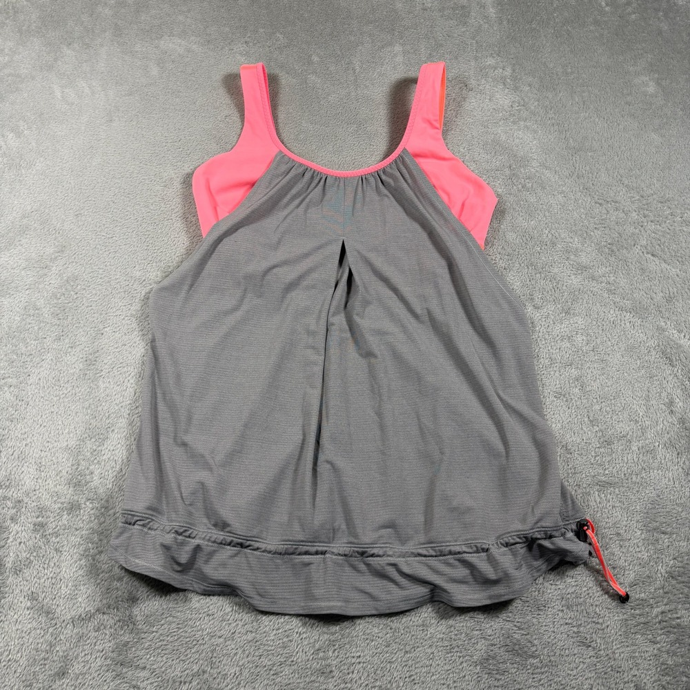 Lululemon Run Times‎ Tank Top Women 10 Gray Pink Athletic Yoga Activewear